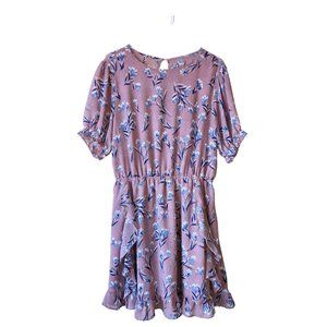 Floral Mid Length Dress, Mauve Color Size 2X